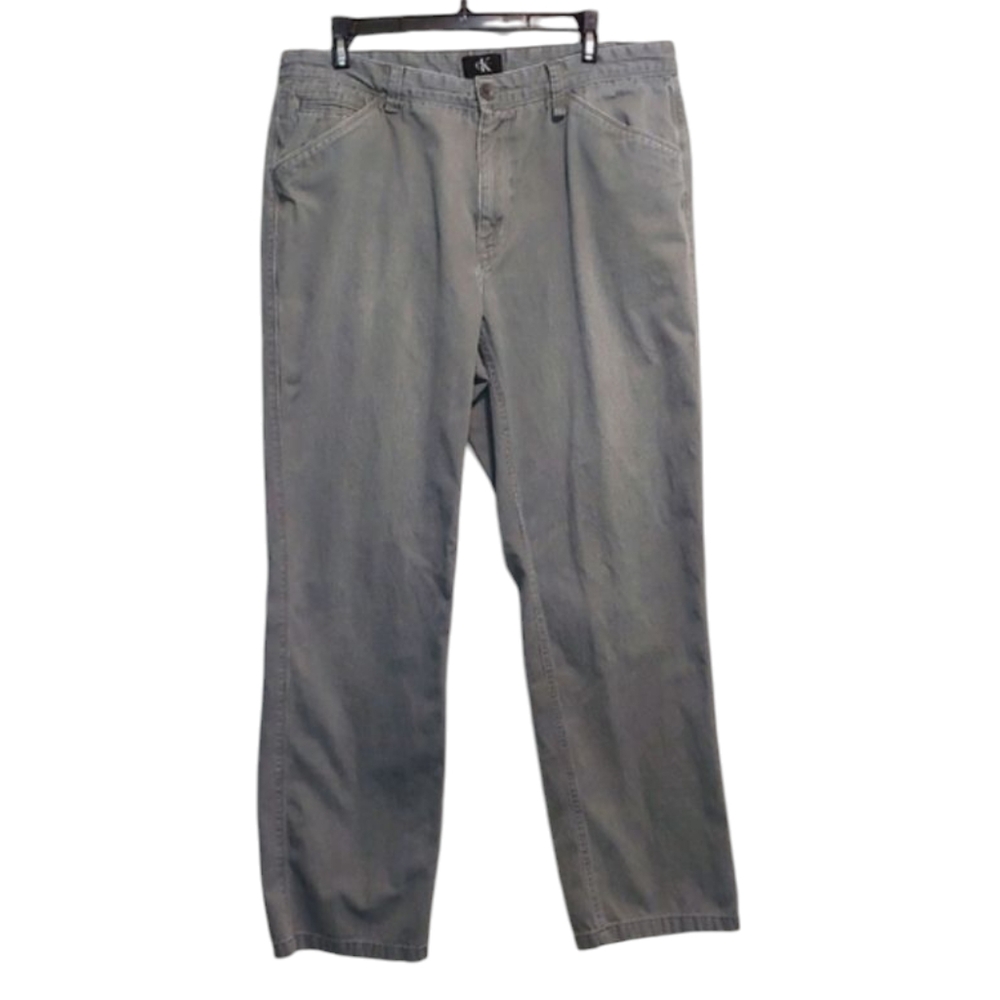 Calvin Klein Men's Light Gray Casual Straight Leg Pants 36 x 32